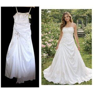 NWT Nox Anabel A Line Wedding Maxi Dress Beaded Size XL Taffeta Gathered Gown